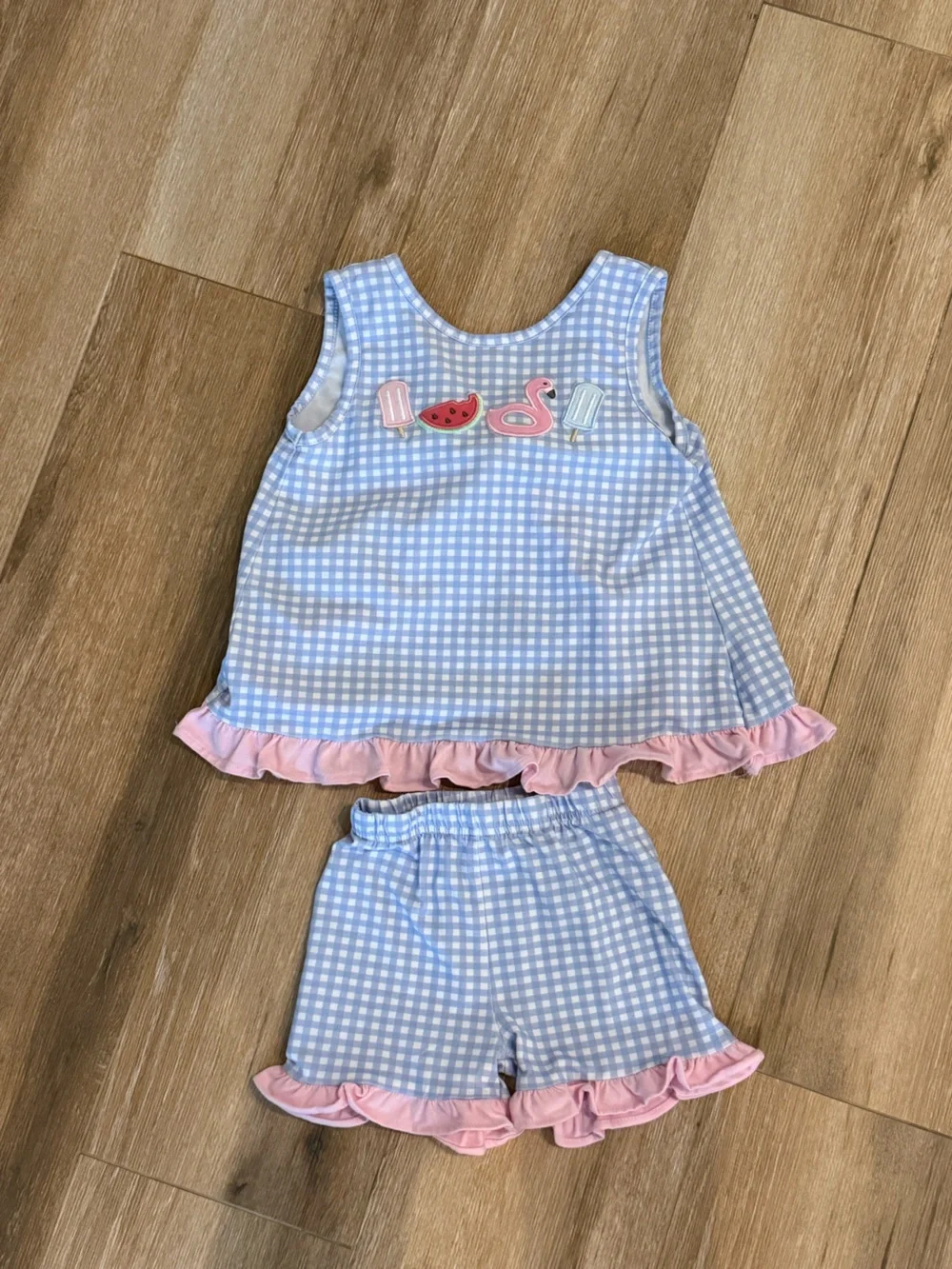 Stitchy Fish Gingham Appliqué Outfit